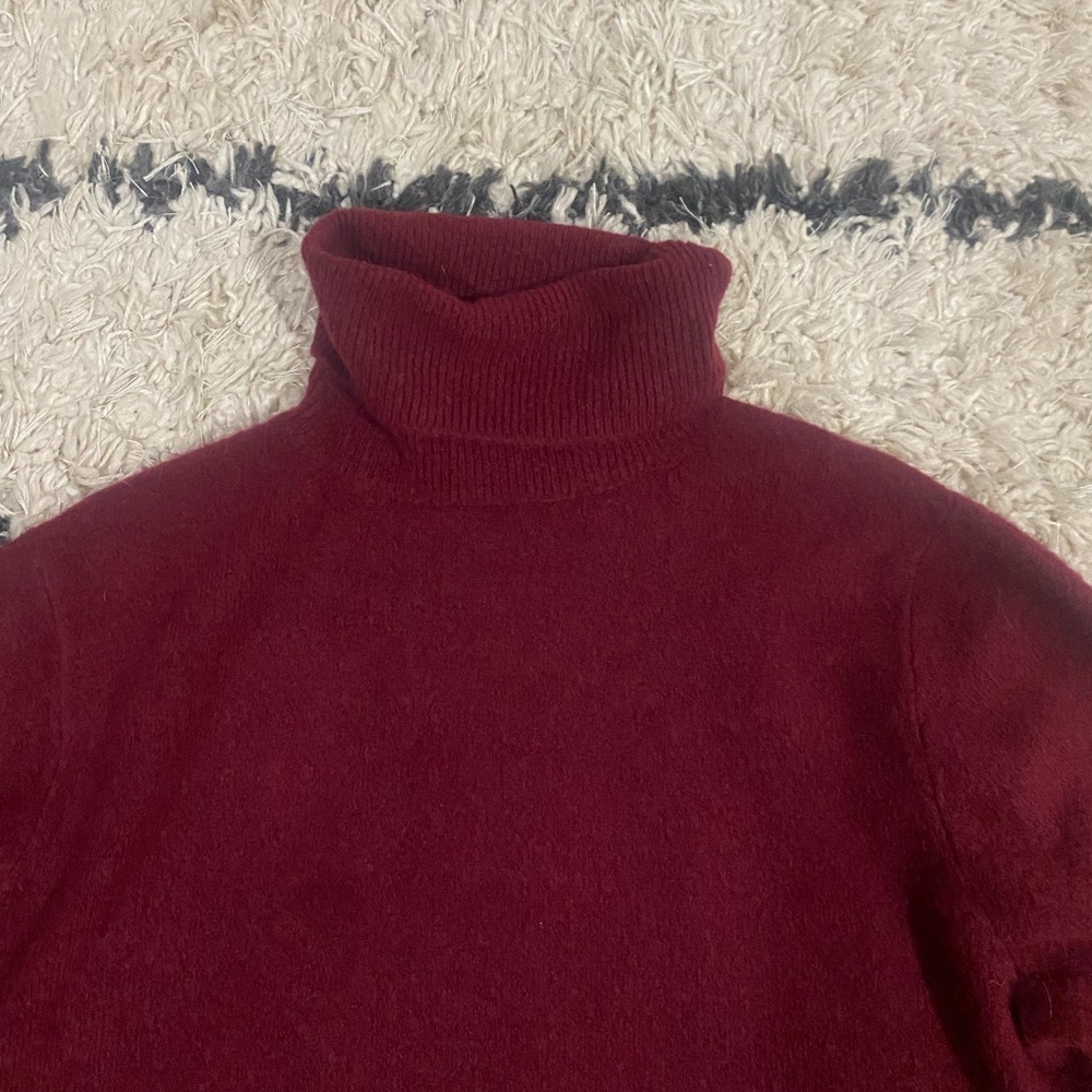 J.Crew Red Wool Button Side Turtleneck Sweater - image 5